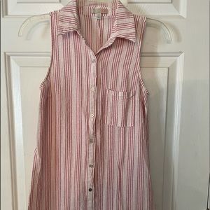 GB Gianni Bini Red and White Striped sleeveless Bl